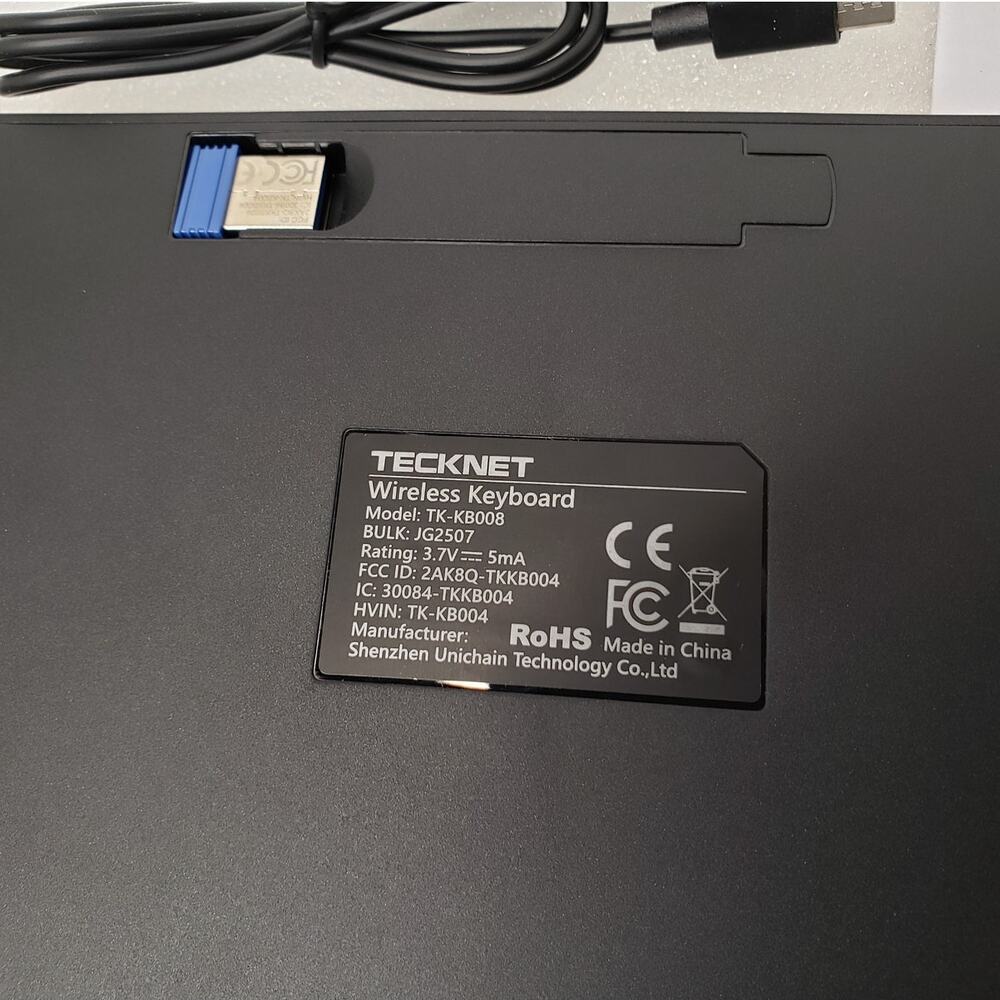 TECKNET Compact Wireless Keyboard (Model: TK-KB008) - Picture 4 of 7